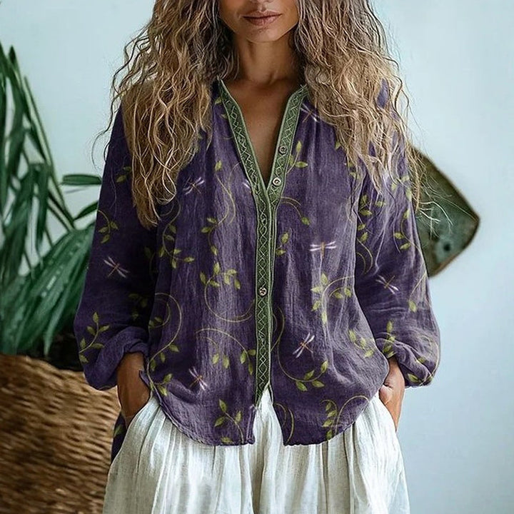 Sophia - Blouse Vintage Feuillage