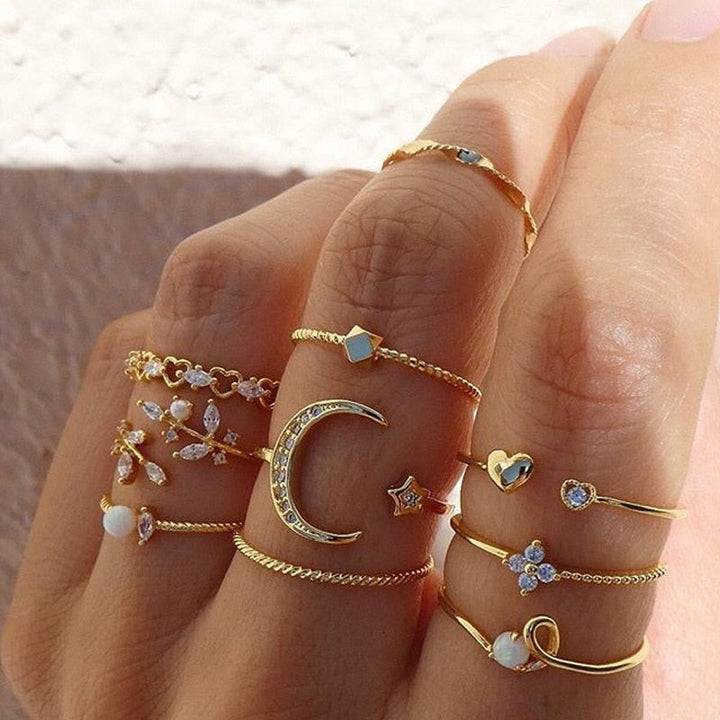Celeste™ | Ensemble de Bagues Bohémien en Or