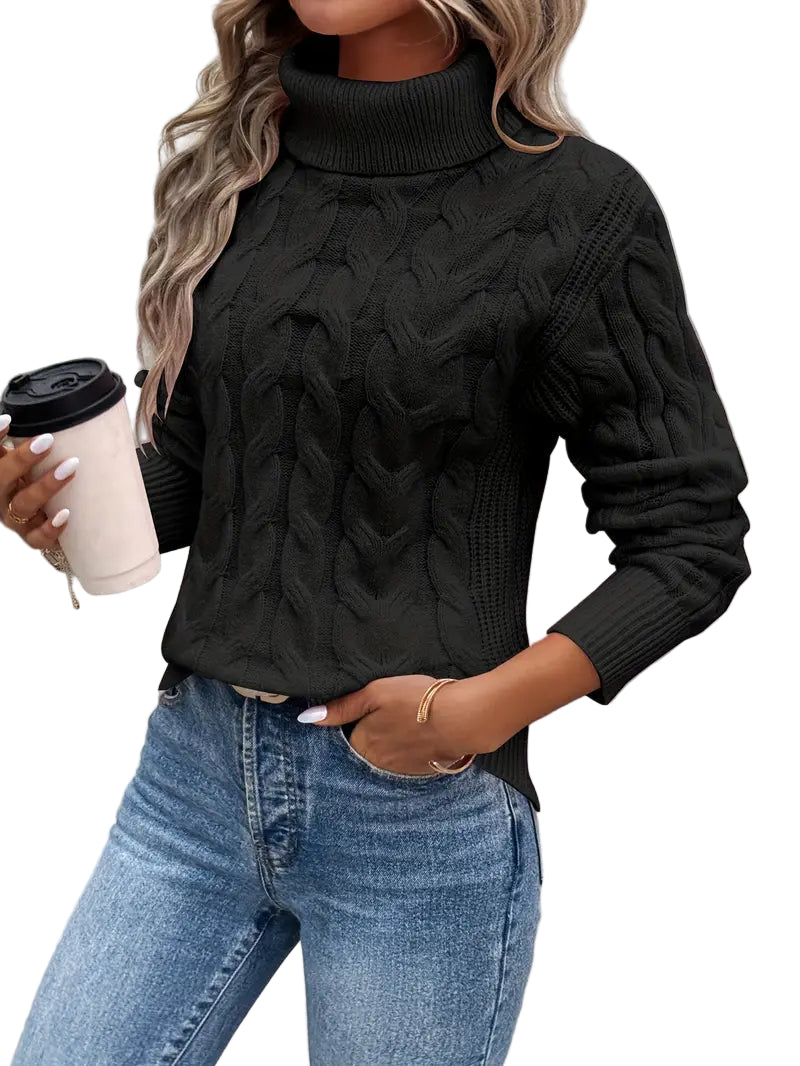 Clémence™ | Pull à Col Roulé Torsadé