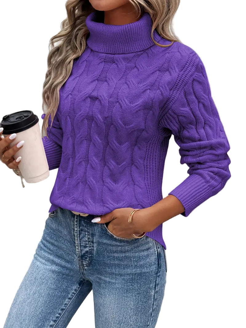 Clémence™ | Pull à Col Roulé Torsadé