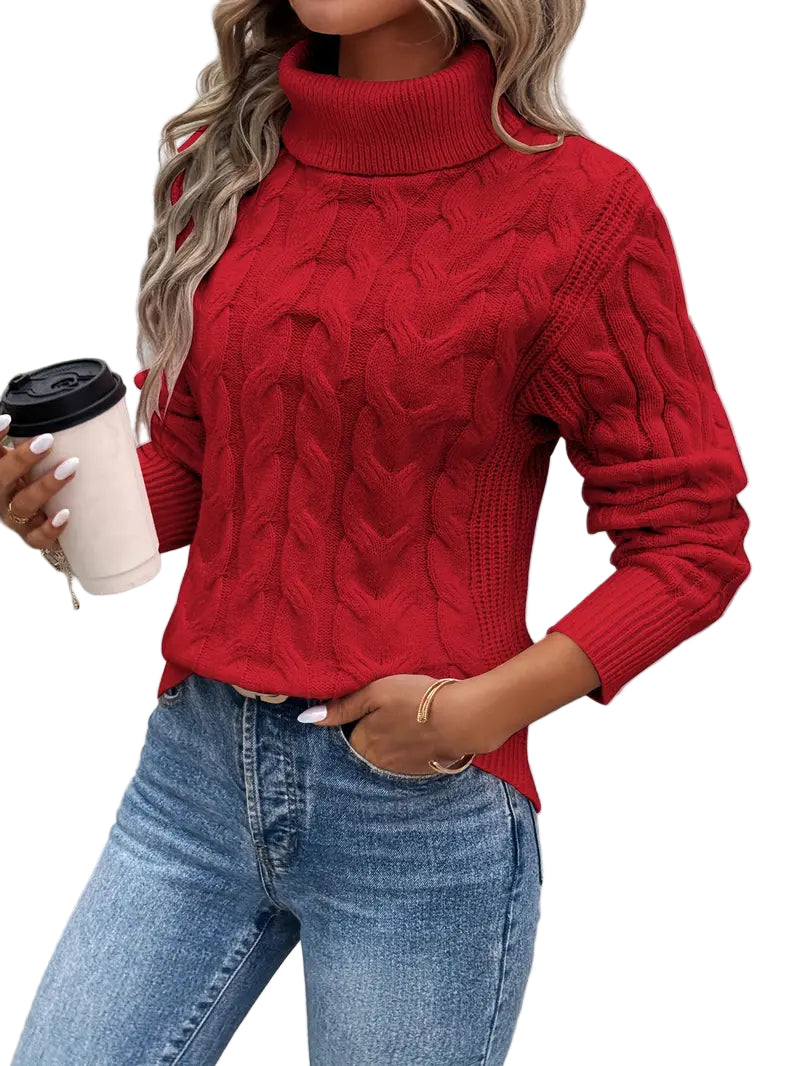 Clémence™ | Pull à Col Roulé Torsadé