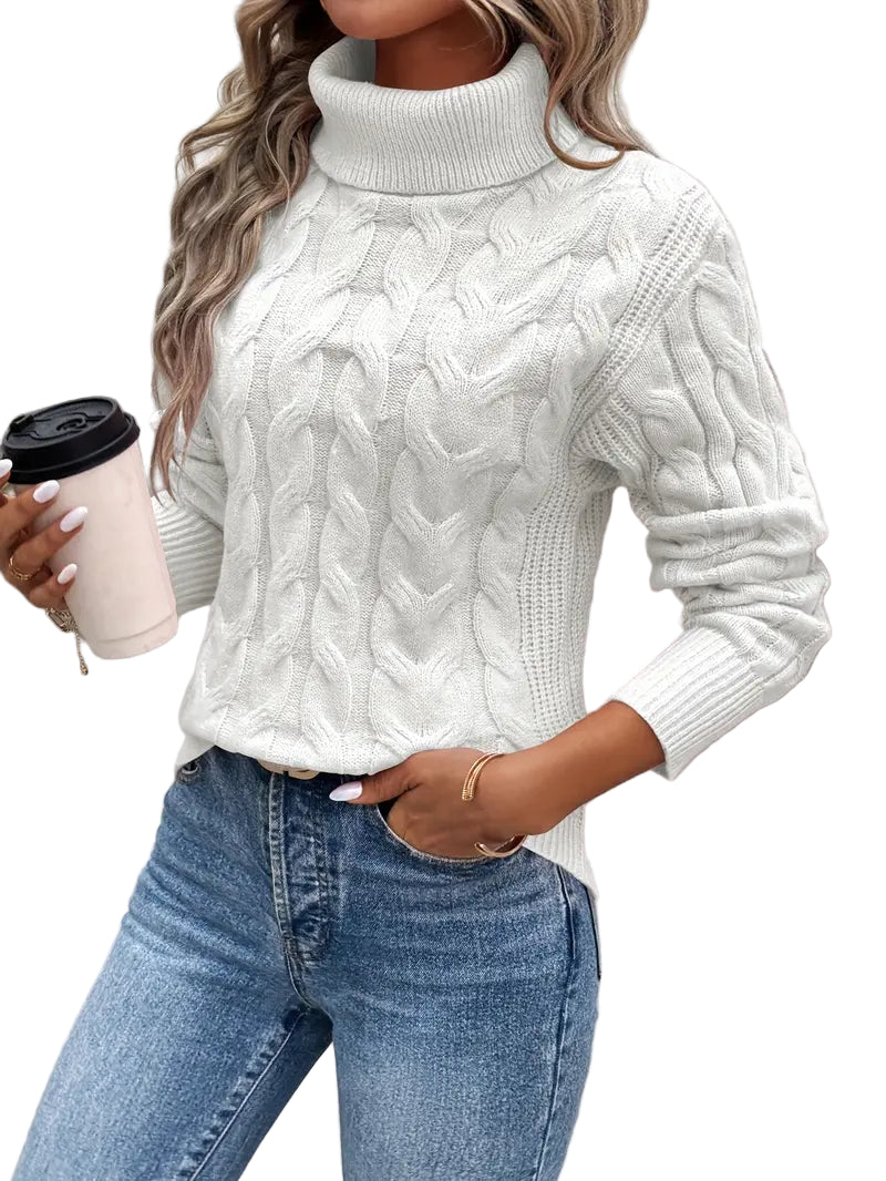 Clémence™ | Pull à Col Roulé Torsadé